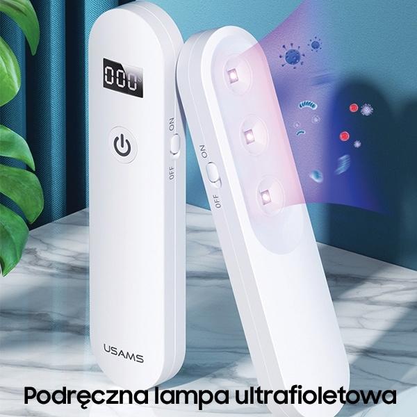 Actual product image Usams Lampa dezynfekująca mini UV-C ręczna sterylizator biały/white ZB159XDD01 (US-ZB159)