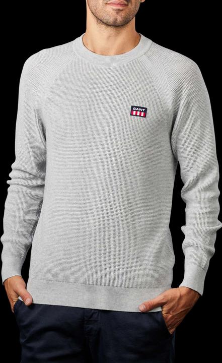 Actual product image GANT Waffle Rib Pullover Crew Neck light grey melange (3XL)