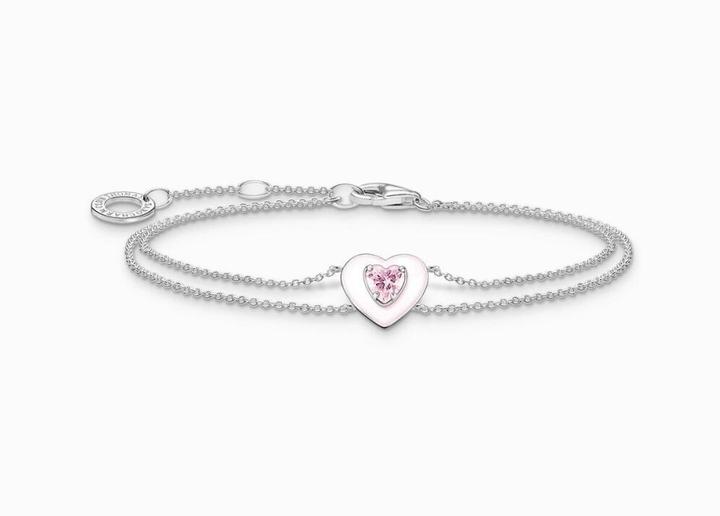 Immagine prodotto Thomas Sabo Bracciale cuore con pietra rosa, argento (19 cm, Argento 925, Smalto)