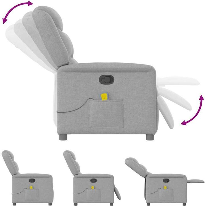Actual product image VidaXL Massage armchair cloud grey fabric massage TV armchair