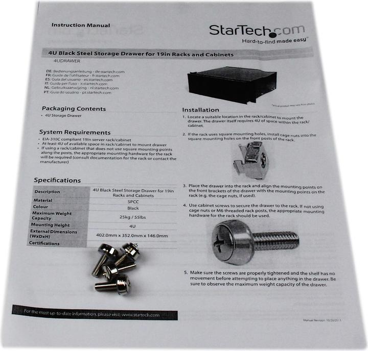 Actual product image StarTech 4u Storage Drawer