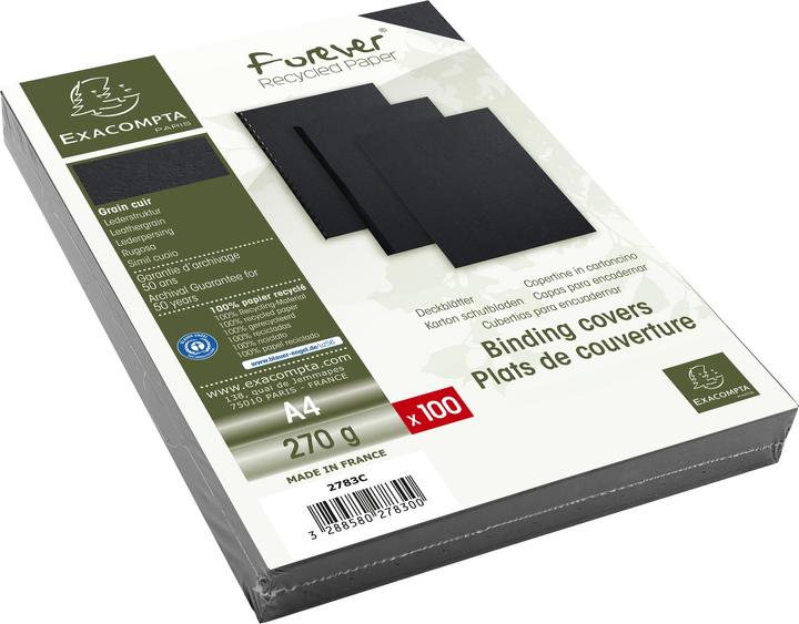Exacompta Couverture Evercover 270 g/m², 100 pièces, noir