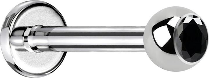 Immagine prodotto Star Piercing Labret argento con cristallo a sfera nero (senza ottone, Acciaio chirurgico 316L)