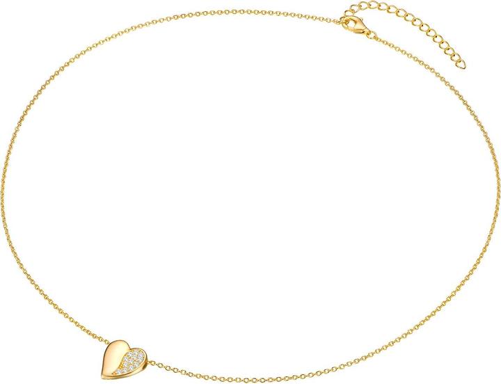 Immagine prodotto Rafaela Donata Catena da donna Heart Sterling Silver Cubic Zirconia Yellow Gold 40,0 cm + 5,0 cm di estensione - (Argento, 40 - 45 cm)