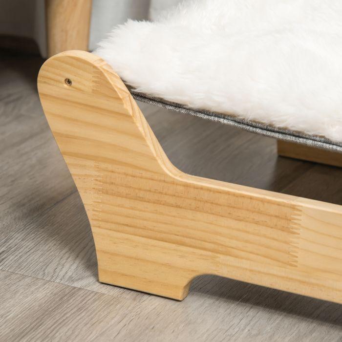 Actual product image Swisshandel24 Cat bed with frame hammock for cats raised cat nest with soft cushion pine wood Natu (Cat)