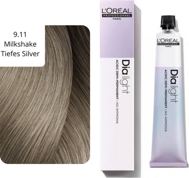 Productafbeelding L'Oréal Professionnel DIA light 9.11 milkshake diep zilver... (Zilver, Blond, 9.11 milkshake diep zilver.)