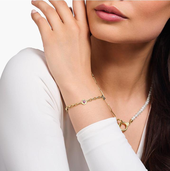 Immagine prodotto Thomas Sabo Bracciale con luna, occhio, cuore e sole simbolici placcati in oro (19 cm, Argento 925)