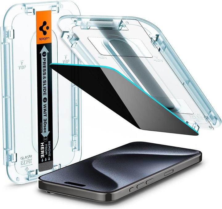 Produktbild Spigen GLAStR EZ FIT Privacy HD Entworfen fur iPhone 15 Pro Premium gehartetes Glas Displayschutzfolie