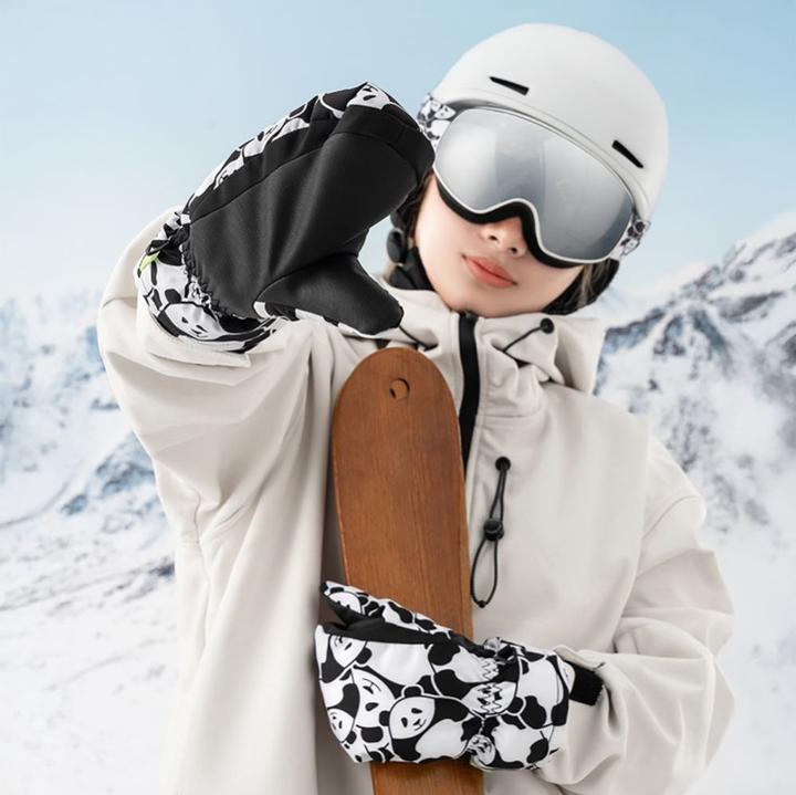 Image du produit Qunature The others Panda Heat Transfer Ski Gloves Kids Size S - Black/White (S)
