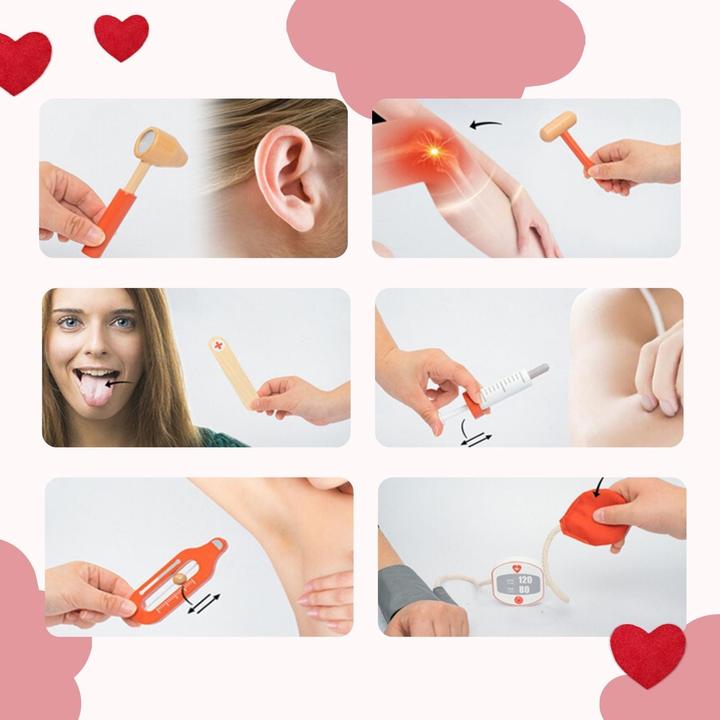 Image du produit Hermex Arzt-Spielzeug-Set für Kinder Doktor-Set Holz-Kinderspielzeug Arztkoffer Doktorkoffer