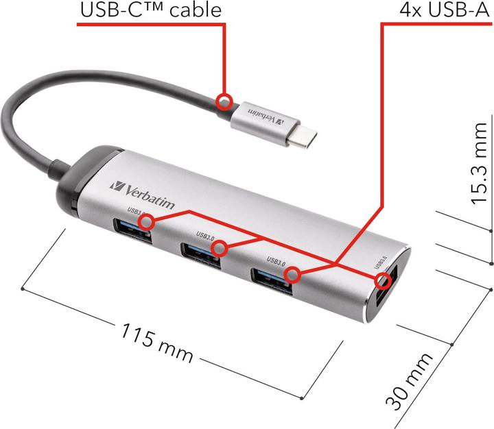 Actual product image Verbatim Multiport (USB-C, 4 Ports)