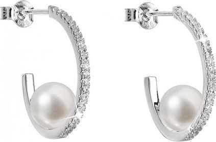 Actual product image Evolution Group Silver Earrings Circles with Genuine Pearls Pavon 21019.1 (L)
