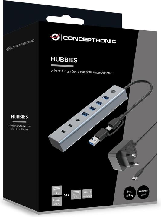 Actual product image Conceptronic HUBBIES20GP (USB-C, 7 Ports)