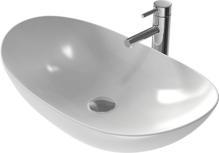 Image du produit Emke Lavabo à poser, Vasque ovale, Céramique, Blanc Brillant, sans trou pour robinet, 615x350x155mm (360 mm, 615 mm)
