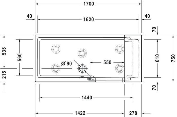 Immagine prodotto Duravit Vasca da bagno e doccia 1700x750mm angolare a sinistra con porta bianca e vetro trasparente (285 l, 170 cm, 75 cm)
