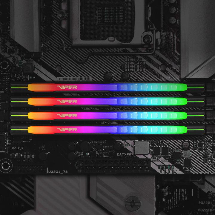 Productafbeelding Patriot DDR4 PC3600 16GB (2x8) Viper Steel RGB (2 x 8GB, 3600 MHz, DDR4 RAM, DIMM 288 pin)