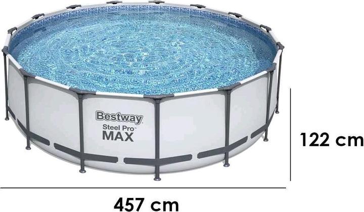 Produktbild Bestway Steel Pro MAX Frame Pool KomplettSet mit Filterpumpe Ø 457 x 122 cmRund (Ø 457 x 122 cm)