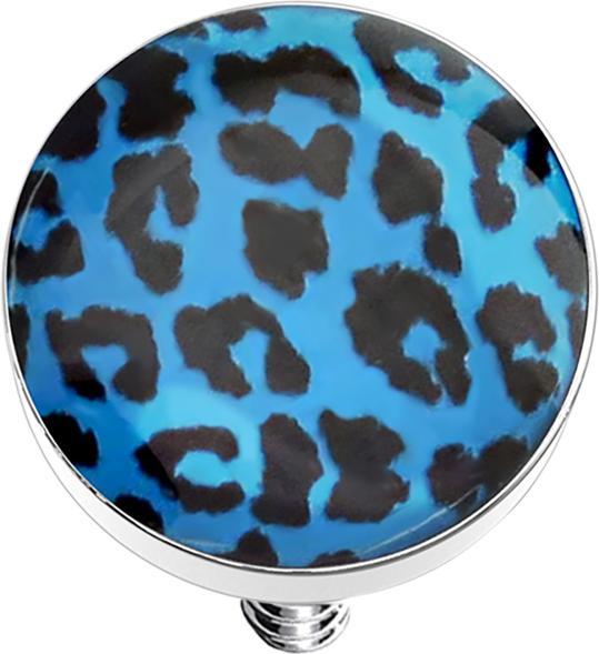 Image du produit Star Piercing Disque Dermal Anchor avec motif léopard bleu (Acier chirurgical 316L, sans laiton)