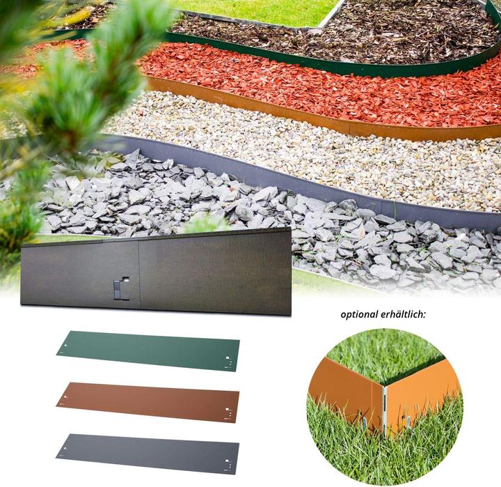 Produktbild Green Split Rasenkanten Metall 13.5cm x 120cm Grün | Beeteinfassung | Beetumrandung | Beetbegrenzungen (120 cm)