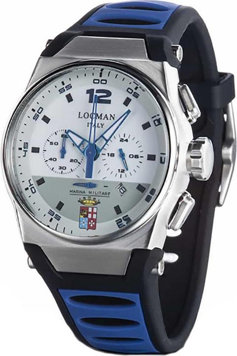 Produktbild Locman Italy Herrenuhr Mare Militare Chrono blau/weiss Ref. 0555 (Chronograph, 44 mm)