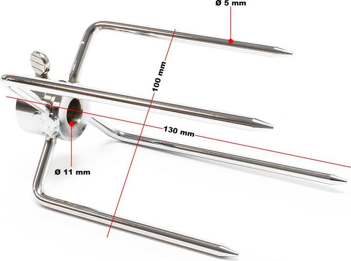Produktbild Wiltec Fleischklammern Fleischnadeln für Grillspiess 2 Stück Grillklammer Drehspiess