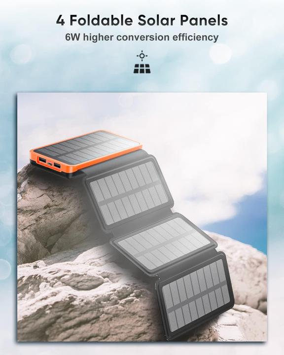 Immagine prodotto Hiluckey Solar Powerbank mit 4 Solarpanels (25000 mAh, 15 W)