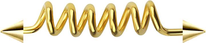 Actual product image Star Piercing Gold-plated barbell coil with two cones (without brass, Surgical steel 316L)