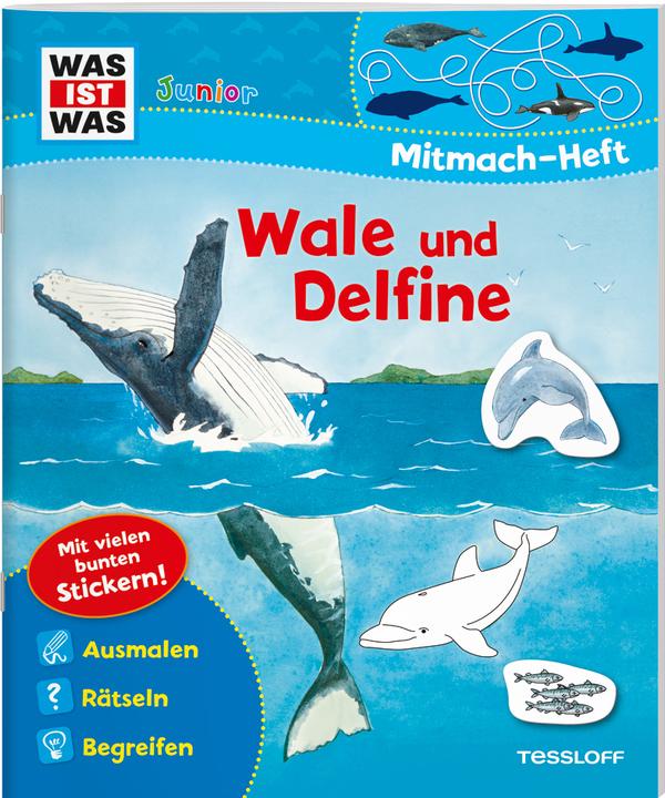 Actual product image Tessloff WAS IST WAS Junior activity booklet. Whales and dolphins. Games, puzzles, stickers
