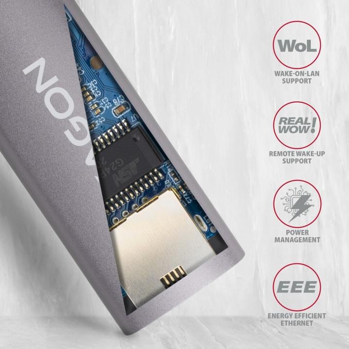 Produktbild Axagon ADE-TR Gigabit Ethernet 10/100/1000 Adapter - USB 3.1 Typ A, Titangrau (USB 3.1, RJ45 (1x))
