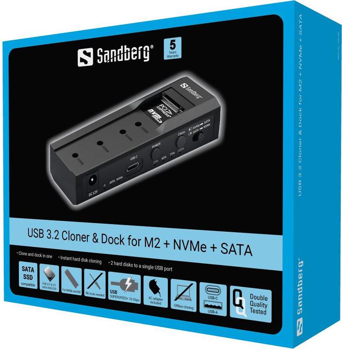 Produktbild Sandberg USB-3 Cloner+Dock M2+NVMe+SATA