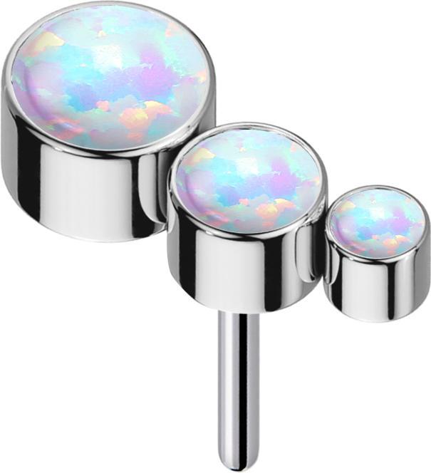 Star Piercing Threadless silber absteigend drei Opale weiss (ohne Messing, Titan G23)