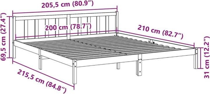 Immagine prodotto VidaXL Bett E x tra Lang ohne Matratze (200 x 210 cm)