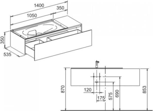 Image du produit Keuco Edition 11 Meuble sous-lavabo 31163, 1 tiroir à casseroles, avec éclairage intérieur LED, 1