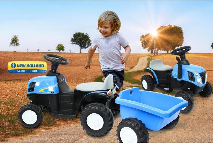 Productafbeelding Jamara Zitmaaier New Holland met aanhangwagen blauw 6V (6 V)