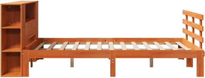 Produktbild VidaXL Massivholzbett Holzbett Bett mit Regal ohne Matratze Wachsbraun 120x200cm (120 x 200 cm)