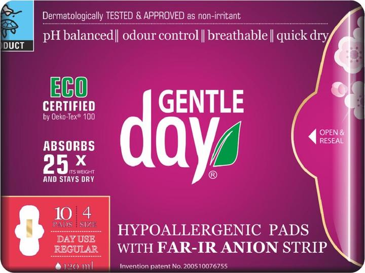 Image du produit Gentle Day Pads With Far-Ir Anion Strip Sanitary Napkins For The Day From Anion Stripe Eco 10Pcs (10 x, Tampons sanitaires)