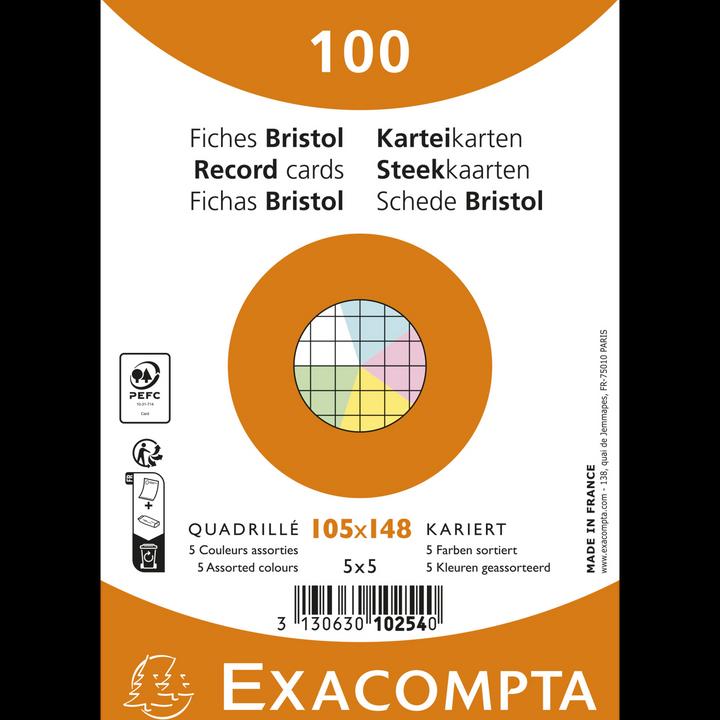 Immagine prodotto Exacompta Schede a quadretti (105 x 148 mm, 205 g/m², 100 x)