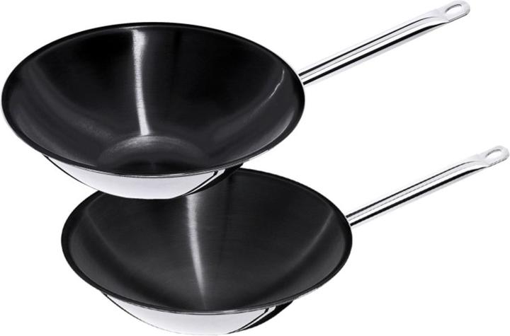 Contacto Wok en acier inoxydable multicouche, fond plat, anti-adhésif (36 cm, Wok, Aluminium)