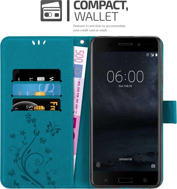 Actual product image Cadorabo Flower Book Case for Nokia 6.1 (Nokia 6.1)
