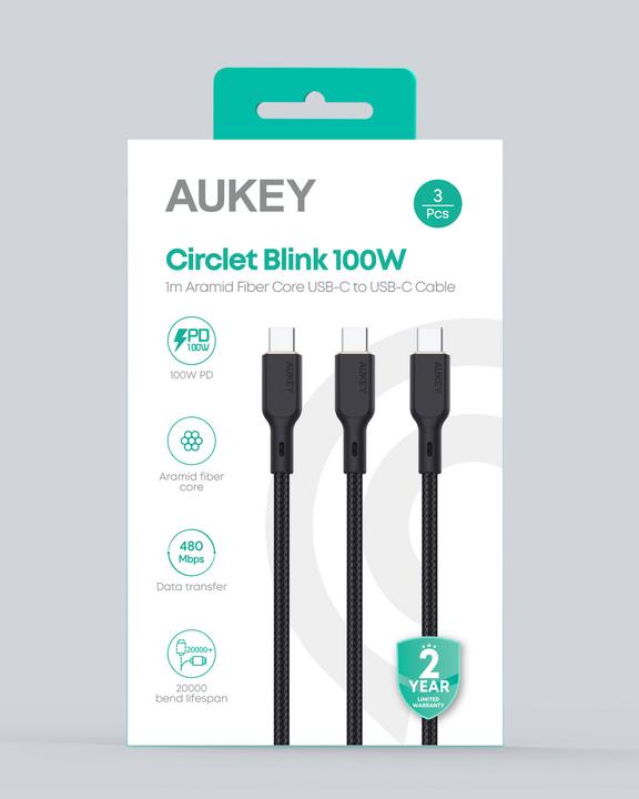 Produktbild Aukey USB C – USB C 3er Pack (1 m)