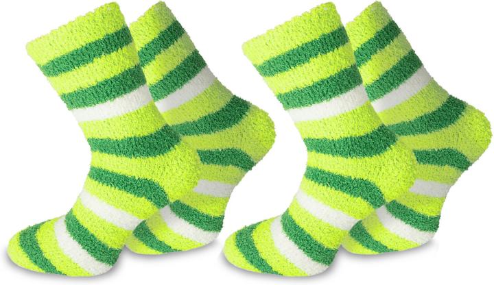Normani 2 Paar Kuschel-Socken Ringel Grün (2er Pack, One Size)