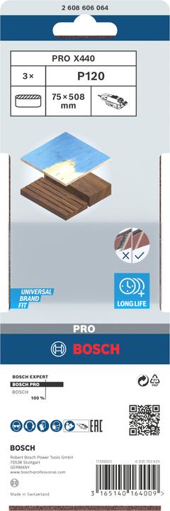 Actual product image Bosch Professional Zubehör PRO X440 sanding belt, 75 x 508 mm, G120 (120)