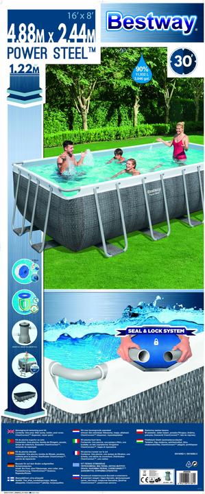 Produktbild Bestway Zwembad - Power Steel Rechthoek - 488 x 224 x 122 cm - Rotan - met Filterpomp 5.7 m3 (488 x 244 x 122 cm)