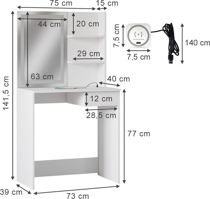 Actual product image Vicco Decorations with lighting (75 x 40 x 141.5 cm)