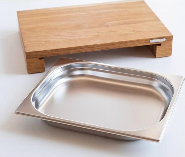 Immagine prodotto Continenta Tagliere in rovere con cassetto in acciaio inox, 39x27x6 cm