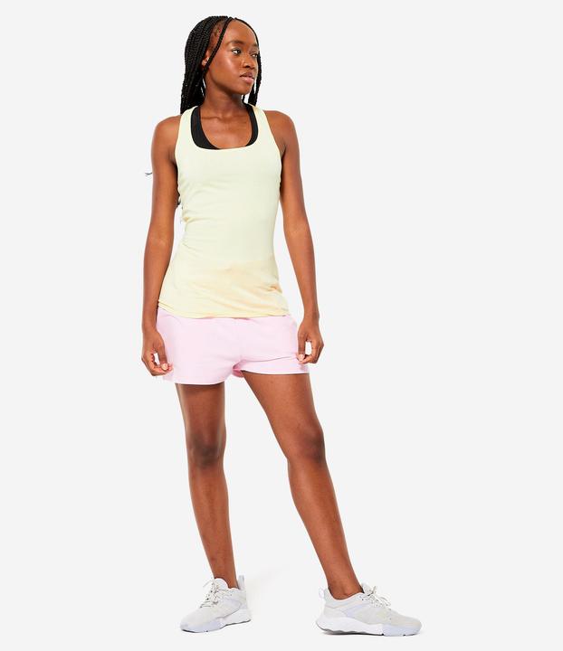Image du produit Domyos Short femme coton avec poche - 520 rose clair (3XL)