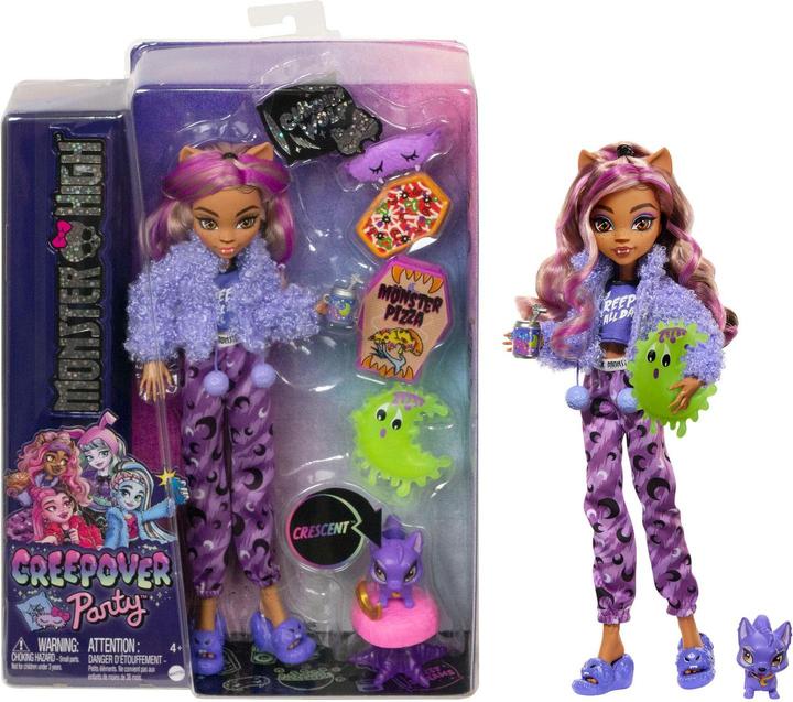 Actual product image Monster High Doll and Pyjama Party Accessory, Clawdeen Wolf, Scary Nice Pyjama Party