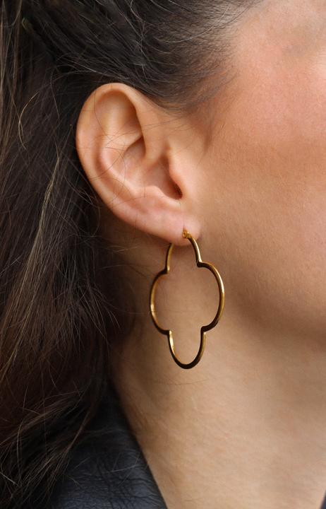 Image du produit Tara Style Big Clover Hoops - Creolen (waterproof) (Acier inoxydable 18k plaqué or, 100% résistant à l'eau)