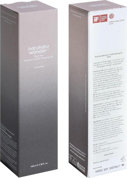 Produktbild Haruharu Wonder Wonder Black Rice Moisture Soft Cleansing Gel 100ml - Fermented Black Rice Face Wash Foam Cleanser (Gel, 100 ml)