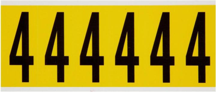 Actual product image Brady 3450-4, B-499, nylon fabric, number 4, black on yellow, 38 x 89mm, character height 75mm(25 K. á 6